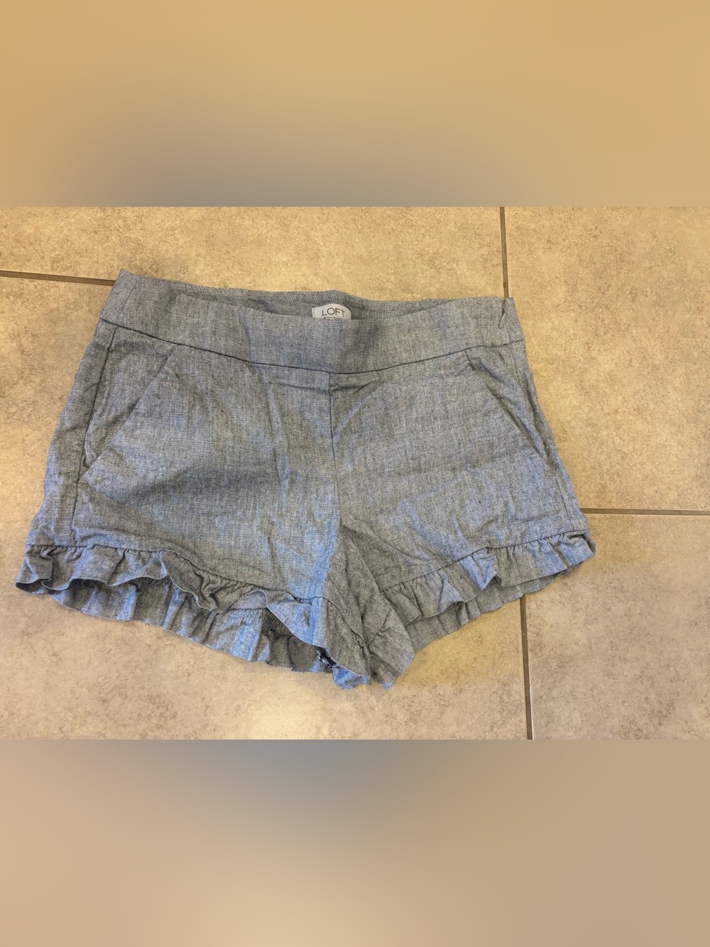 LOFT Light Blue Ruffle Hem Women's Shorts